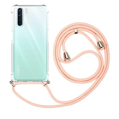 Microsonic Oppo A91 Kılıf Neck Lanyard Rose Gold