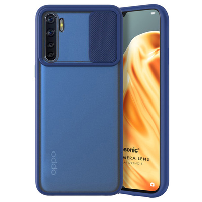 Microsonic Oppo A91 Kılıf Slide Camera Lens Protection Lacivert