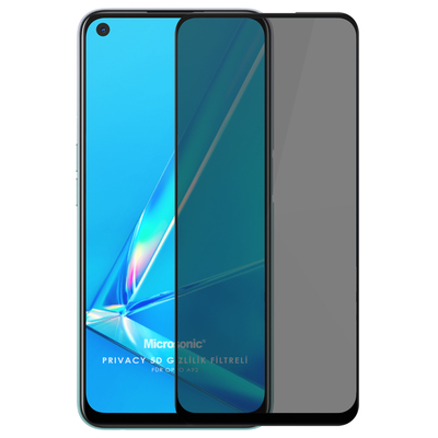 Microsonic Oppo A92 Invisible Privacy Kavisli Ekran Koruyucu Siyah