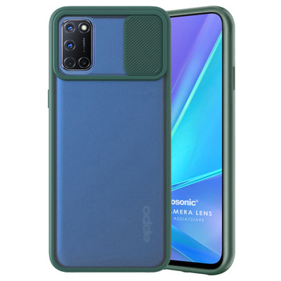 Microsonic Oppo A92 Kılıf Slide Camera Lens Protection Koyu Yeşil