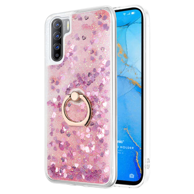 Microsonic Oppo Reno 3 Kılıf Glitter Liquid Holder Pembe