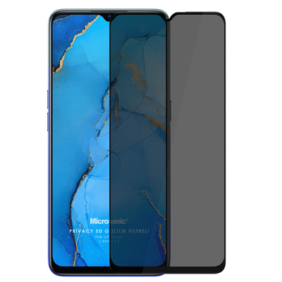 Microsonic Oppo Reno 3 Invisible Privacy Kavisli Ekran Koruyucu Siyah