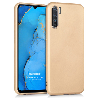 Microsonic Oppo Reno 3 Kılıf Matte Silicone Gold