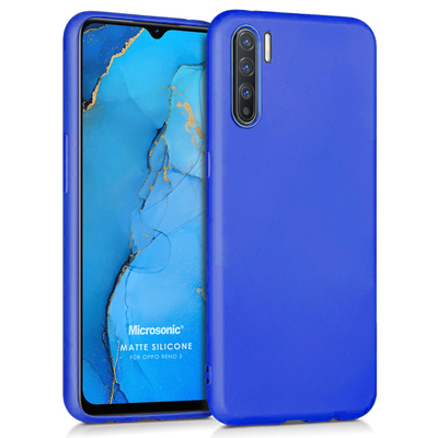 Microsonic Oppo Reno 3 Kılıf Matte Silicone Mavi