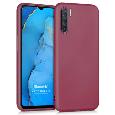 Microsonic Oppo Reno 3 Kılıf Matte Silicone Mor