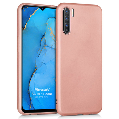 Microsonic Oppo Reno 3 Kılıf Matte Silicone Rose Gold