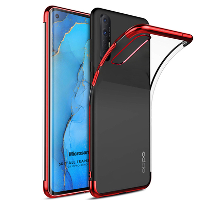 Microsonic Oppo Reno 3 Pro Kılıf Skyfall Transparent Clear Kırmızı