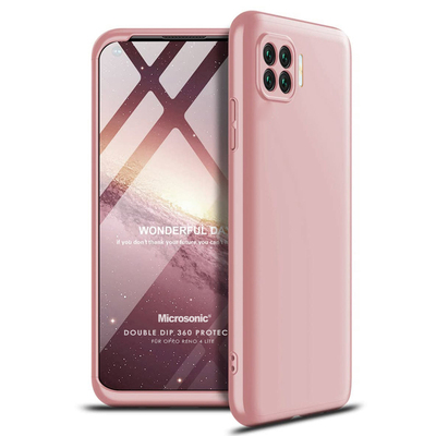 Microsonic Oppo Reno 4 Lite Kılıf Double Dip 360 Protective AYS Rose Gold