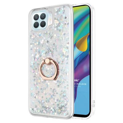 Microsonic Oppo Reno 4 Lite Kılıf Glitter Liquid Holder Gümüş