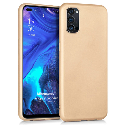 Microsonic Oppo Reno 4 Kılıf Matte Silicone Gold