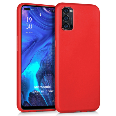 Microsonic Oppo Reno 4 Kılıf Matte Silicone Kırmızı