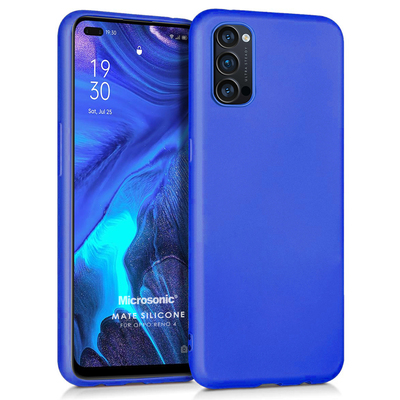 Microsonic Oppo Reno 4 Kılıf Matte Silicone Mavi