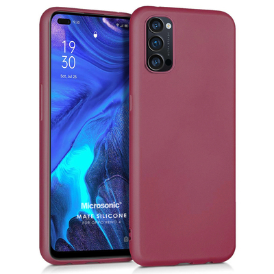 Microsonic Oppo Reno 4 Kılıf Matte Silicone Mor