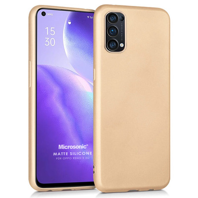 Microsonic Oppo Reno 5 5G Kılıf Matte Silicone Gold