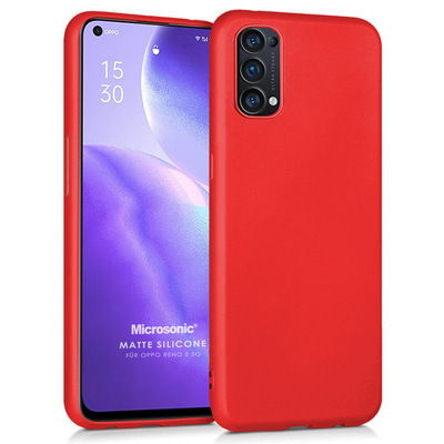 Microsonic Oppo Reno 5 5G Kılıf Matte Silicone Kırmızı