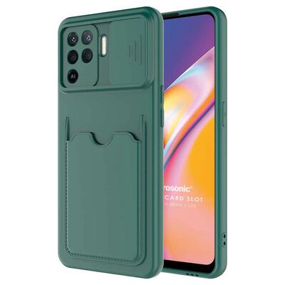 Microsonic Oppo Reno 5 Lite Kılıf Inside Card Slot Koyu Yeşil