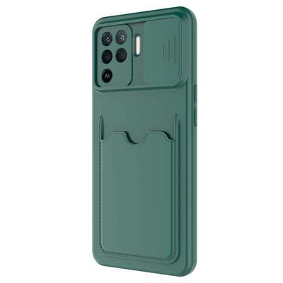 Microsonic Oppo Reno 5 Lite Kılıf Inside Card Slot Koyu Yeşil