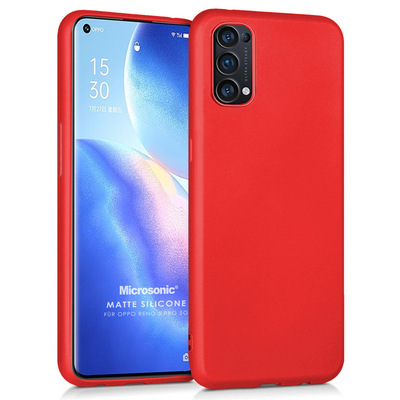 Microsonic Oppo Reno 5 Pro 5G Kılıf Matte Silicone Kırmızı