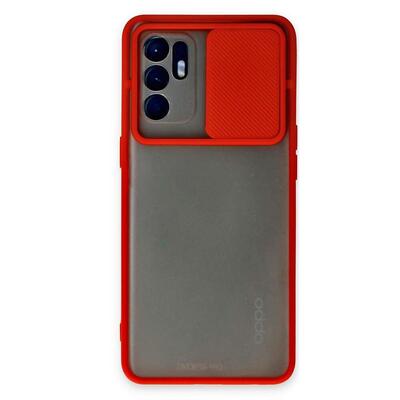 Microsonic Oppo Reno 6 4G Kılıf Slide Camera Lens Protection Kırmızı