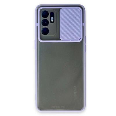 Microsonic Oppo Reno 6 4G Kılıf Slide Camera Lens Protection Lila