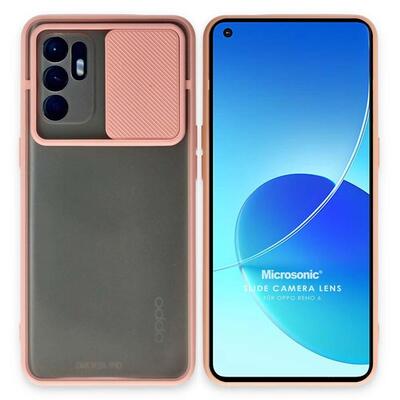 Microsonic Oppo Reno 6 4G Kılıf Slide Camera Lens Protection Rose Gold