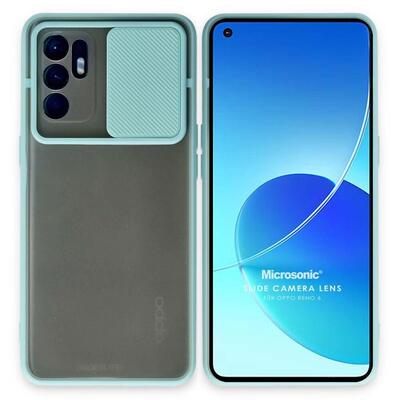 Microsonic Oppo Reno 6 4G Kılıf Slide Camera Lens Protection Turkuaz