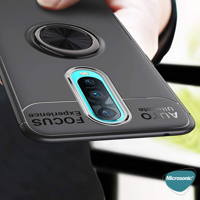 Microsonic Oppo RX17 Pro Kılıf Kickstand Ring Holder Kırmızı