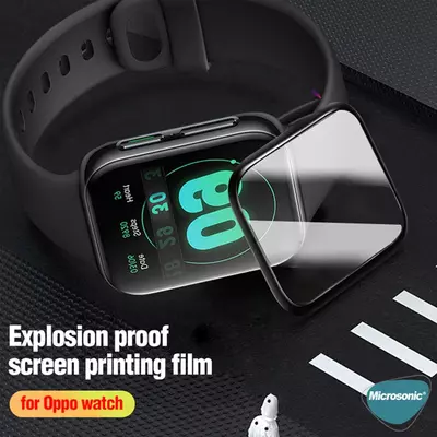 Microsonic Oppo Watch 46mm Tam Kaplayan Temperli Cam Full Ekran Koruyucu Siyah