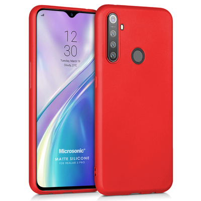 Microsonic Realme 5 Pro Kılıf Matte Silicone Kırmızı