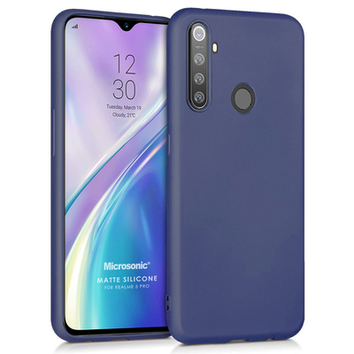 Microsonic Realme 5 Pro Kılıf Matte Silicone Lacivert