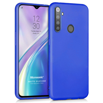 Microsonic Realme 5 Pro Kılıf Matte Silicone Mavi