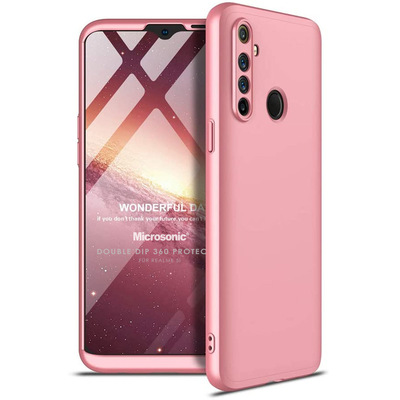 Microsonic Realme 5i Kılıf Double Dip 360 Protective AYS Rose Gold