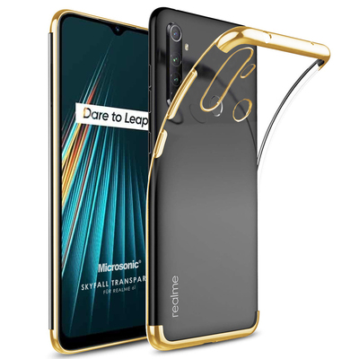 Microsonic Realme 6i Kılıf Skyfall Transparent Clear Gold