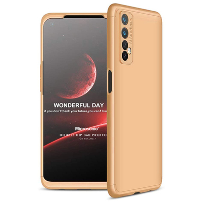 Microsonic Realme 7 Kılıf Double Dip 360 Protective AYS Gold