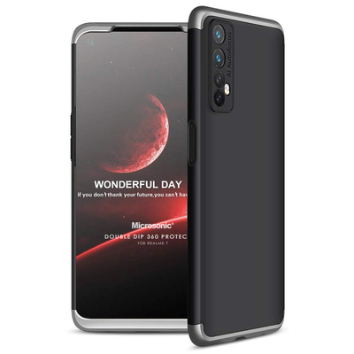 Microsonic Realme 7 Kılıf Double Dip 360 Protective AYS Siyah Gri