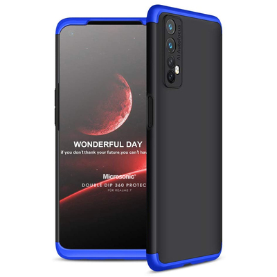 Microsonic Realme 7 Kılıf Double Dip 360 Protective AYS Siyah Mavi