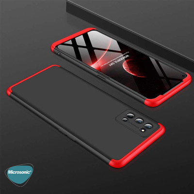 Microsonic Realme 7 Pro Kılıf Double Dip 360 Protective AYS Siyah Kırmızı