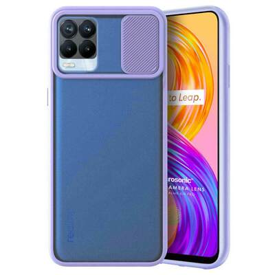 Microsonic Realme 8 Pro Kılıf Slide Camera Lens Protection Lila