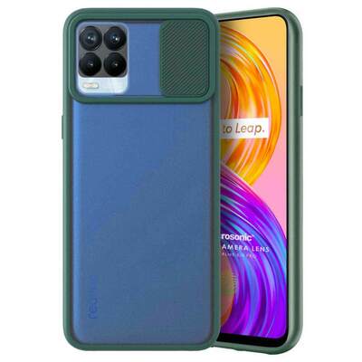 Microsonic Realme 8 Kılıf Slide Camera Lens Protection Koyu Yeşil