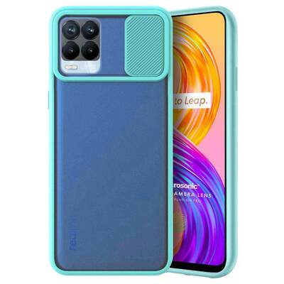 Microsonic Realme 8 Kılıf Slide Camera Lens Protection Turkuaz