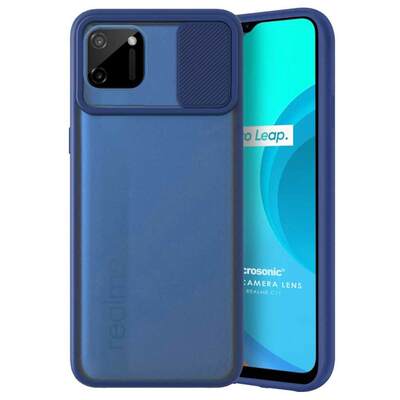 Microsonic Realme C11 Kılıf Slide Camera Lens Protection Lacivert