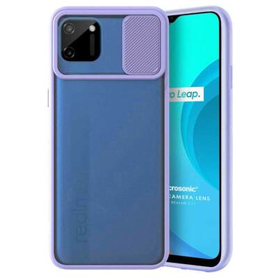 Microsonic Realme C11 Kılıf Slide Camera Lens Protection Lila