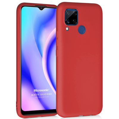 Microsonic Realme C15 Kılıf Matte Silicone Kırmızı