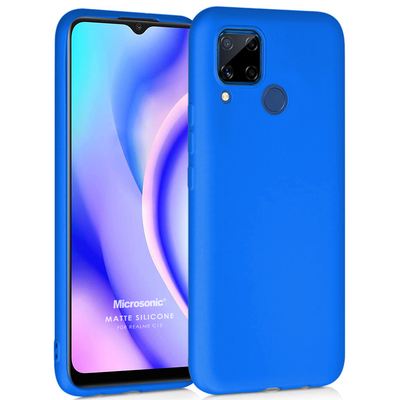 Microsonic Realme C15 Kılıf Matte Silicone Mavi