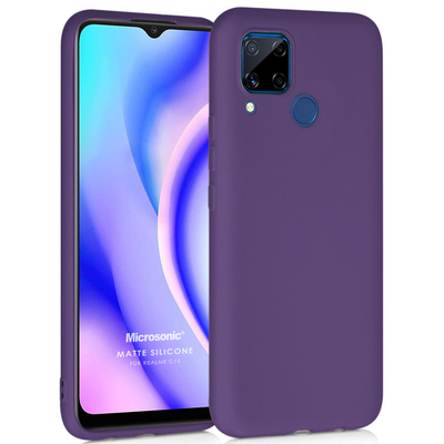 Microsonic Realme C15 Kılıf Matte Silicone Mor