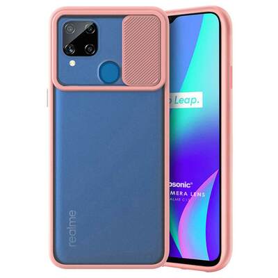 Microsonic Realme C15 Kılıf Slide Camera Lens Protection Rose Gold