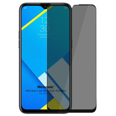 Microsonic Realme C2 Invisible Privacy Kavisli Ekran Koruyucu Siyah