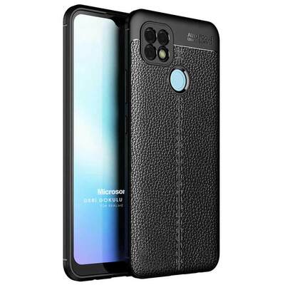 Microsonic Realme C25 Kılıf Deri Dokulu Silikon Siyah