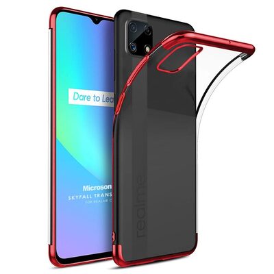 Microsonic Realme C25 Kılıf Skyfall Transparent Clear Kırmızı