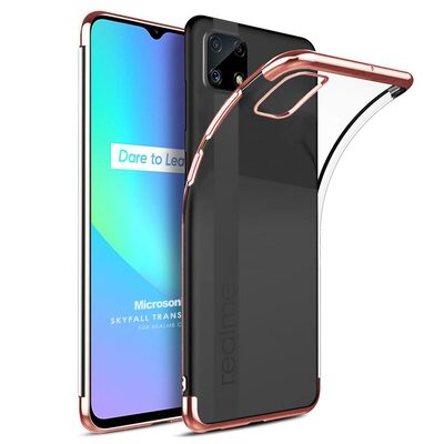 Microsonic Realme C25 Kılıf Skyfall Transparent Clear Rose Gold